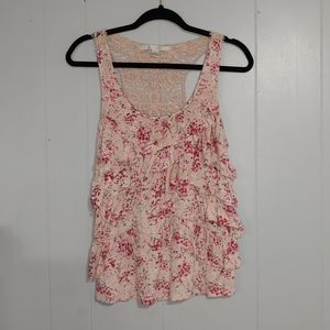 LC Lauren Conrad Pink Floral Tank Top